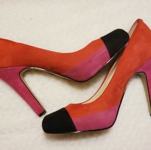Annie Klein Color Block Suede Heel Pumps